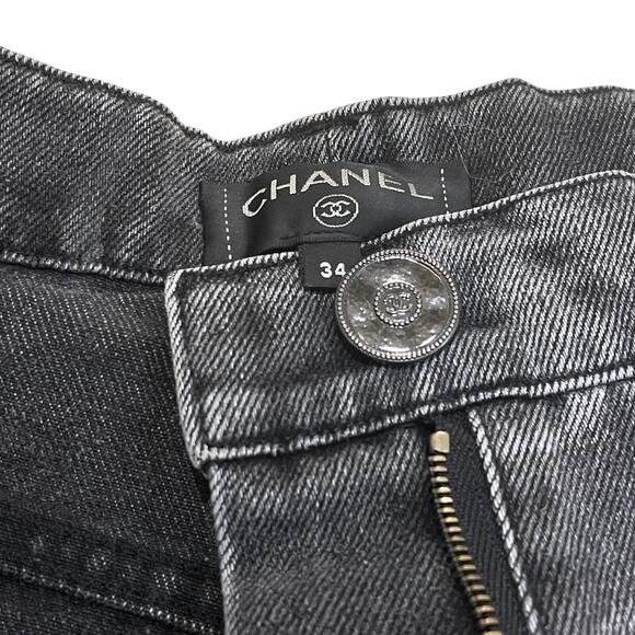 CHANEL 23B 2024 Runway Jeans 34 FR | Black Denim, White CC Logo, Baggy Oversized - Picture 11 of 14
